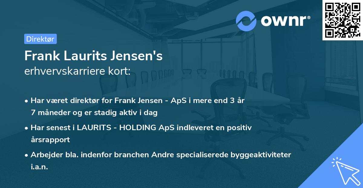 Frank Laurits Jensen's erhvervskarriere kort
