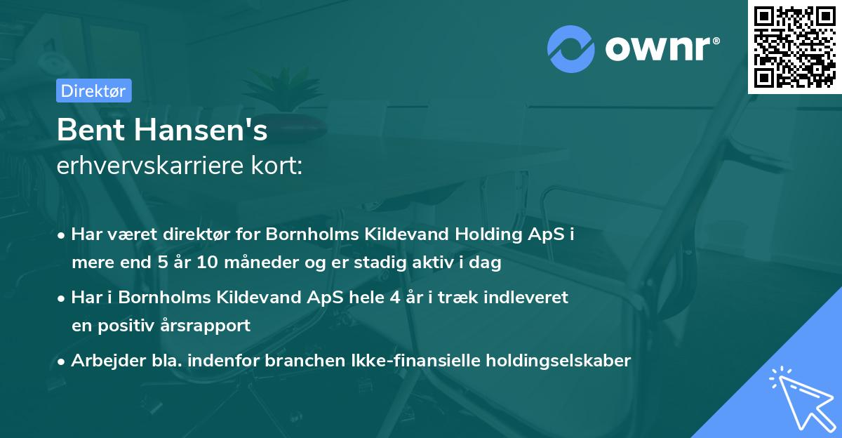 Bent Hansen's erhvervskarriere kort