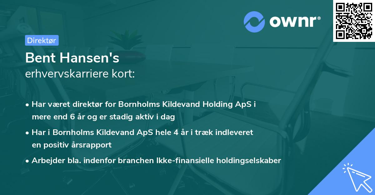 Bent Hansen's erhvervskarriere kort