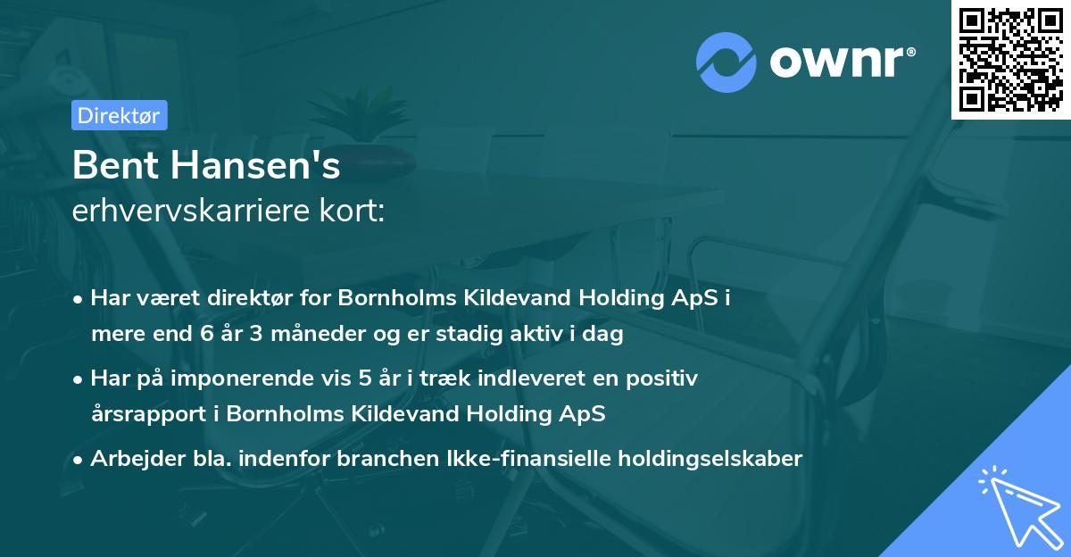 Bent Hansen's erhvervskarriere kort