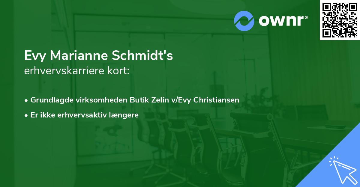 Evy Marianne Schmidt's erhvervskarriere kort