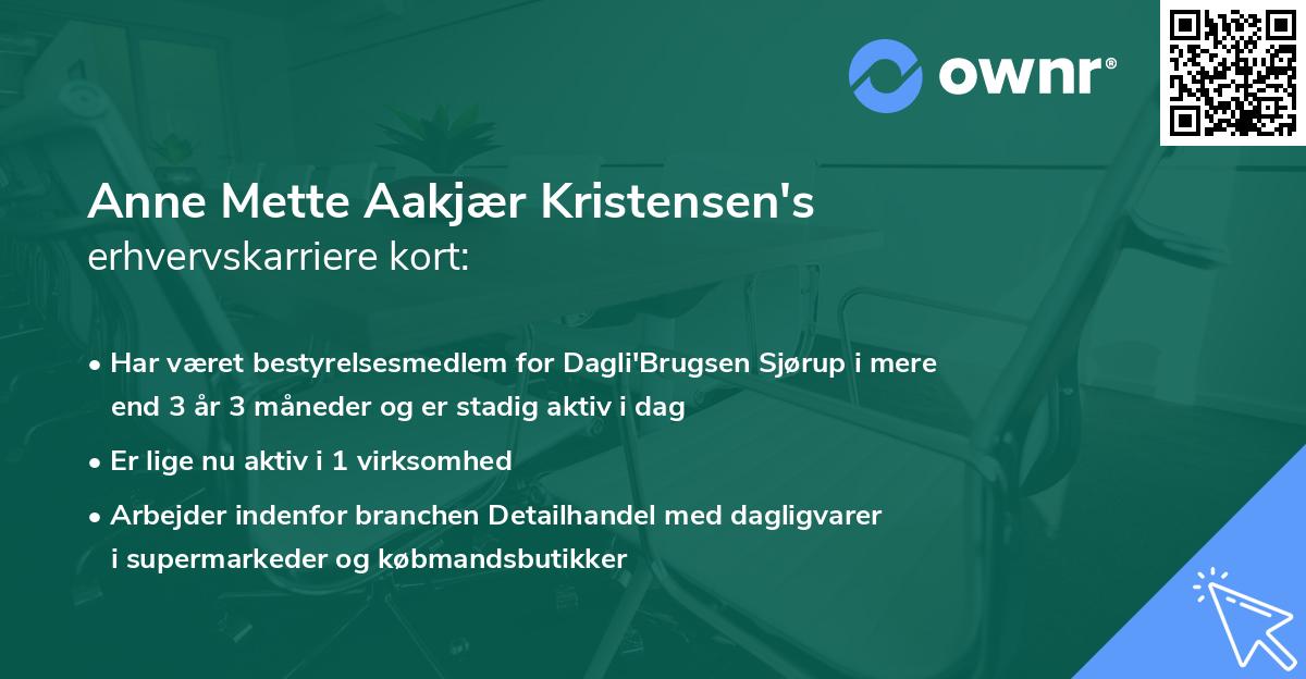 Anne Mette Aakjær Kristensen's erhvervskarriere kort
