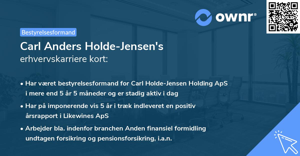 Carl Anders Holde-Jensen's erhvervskarriere kort