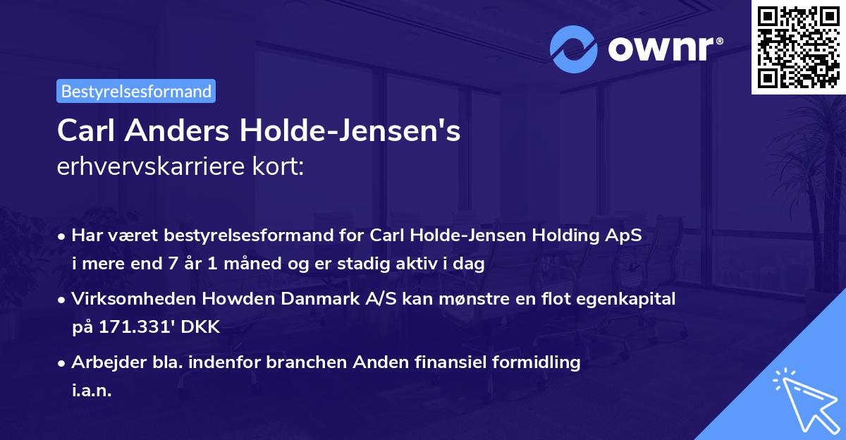 Carl Anders Holde-Jensen's erhvervskarriere kort