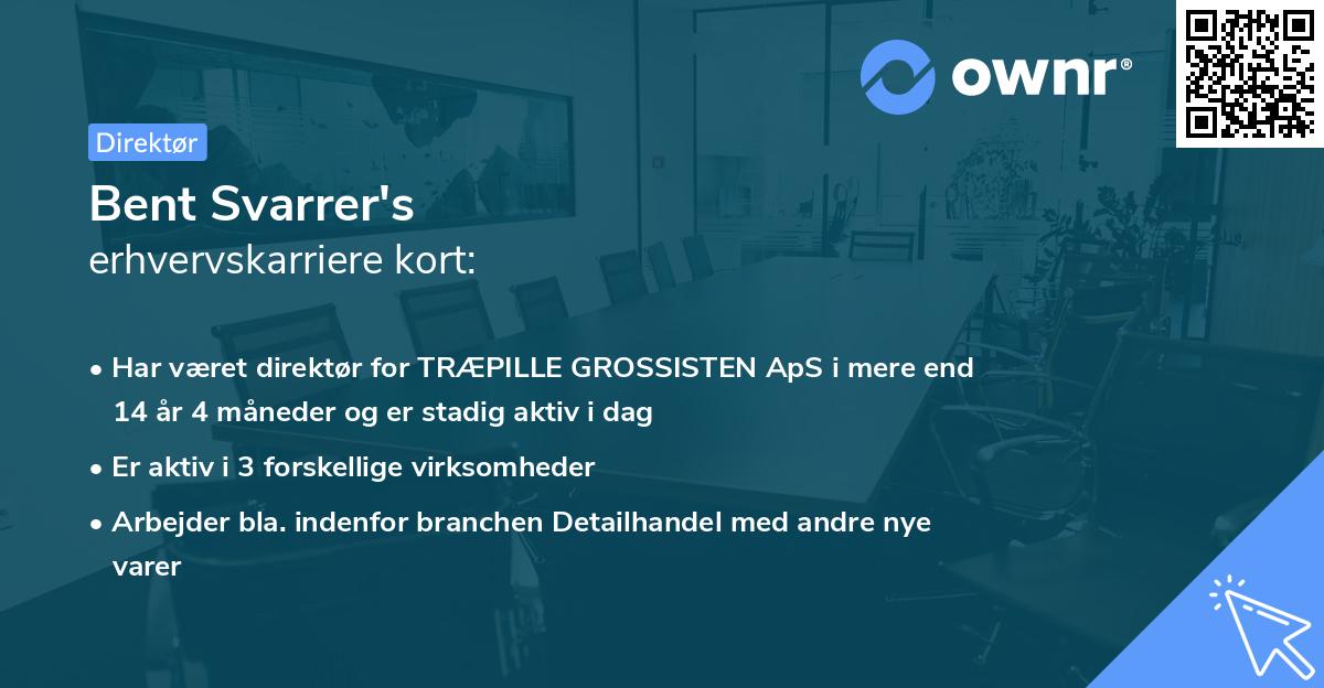 Bent Svarrer's erhvervskarriere kort