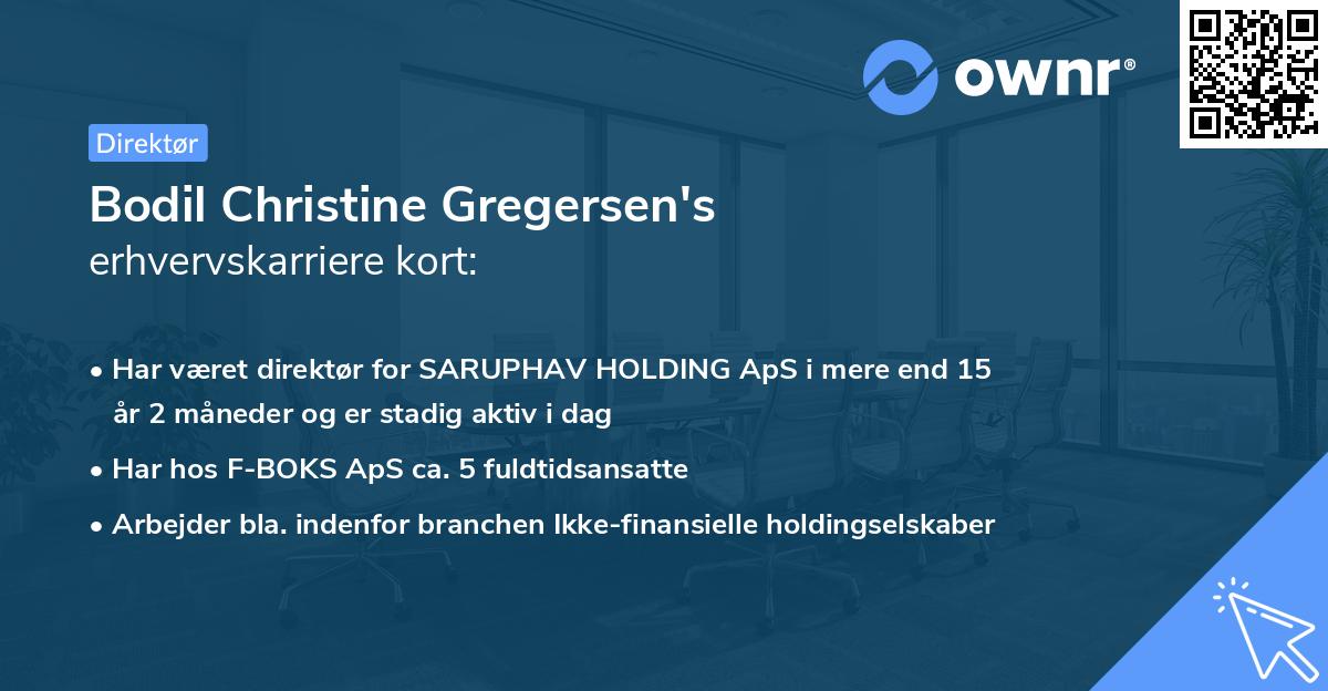 Bodil Christine Gregersen's erhvervskarriere kort