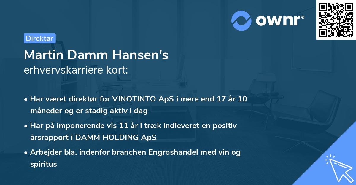 Martin Damm Hansen's erhvervskarriere kort
