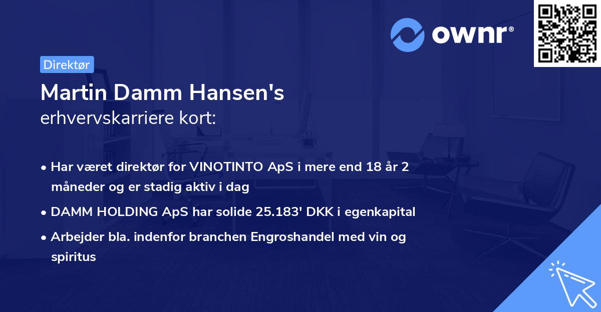 Martin Damm Hansen's erhvervskarriere kort