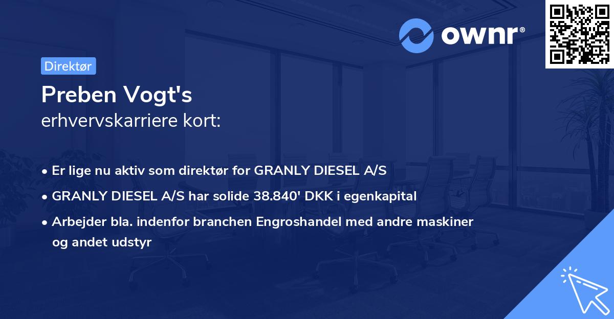 Preben Vogt's erhvervskarriere kort
