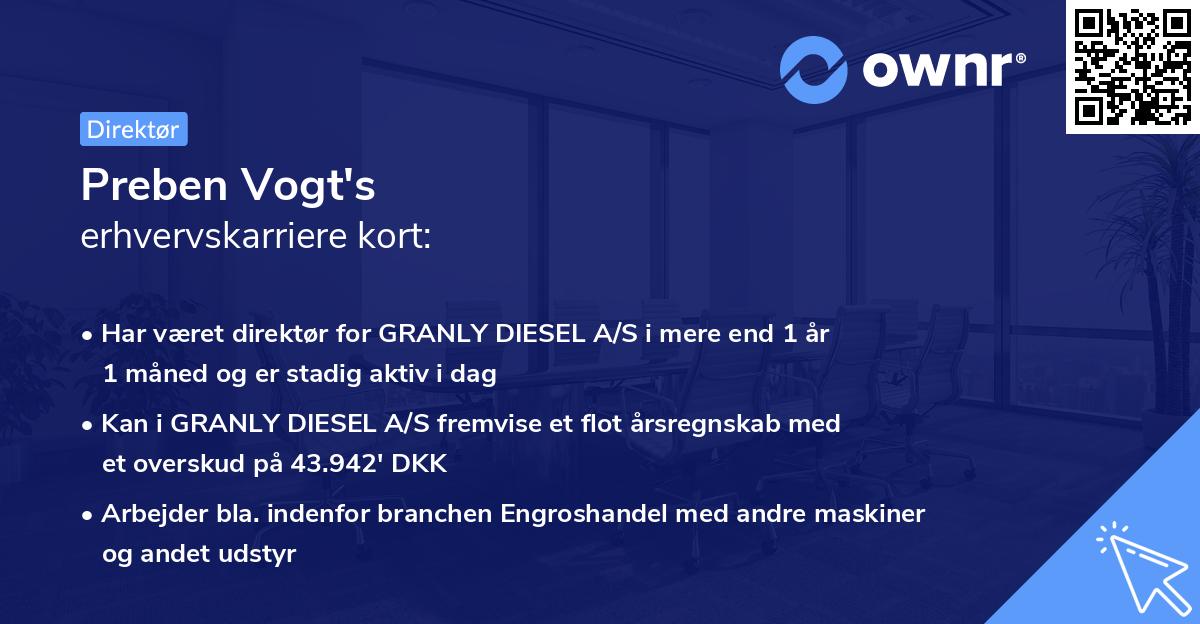 Preben Vogt's erhvervskarriere kort