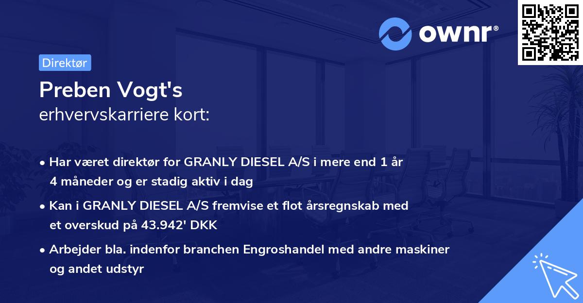Preben Vogt's erhvervskarriere kort