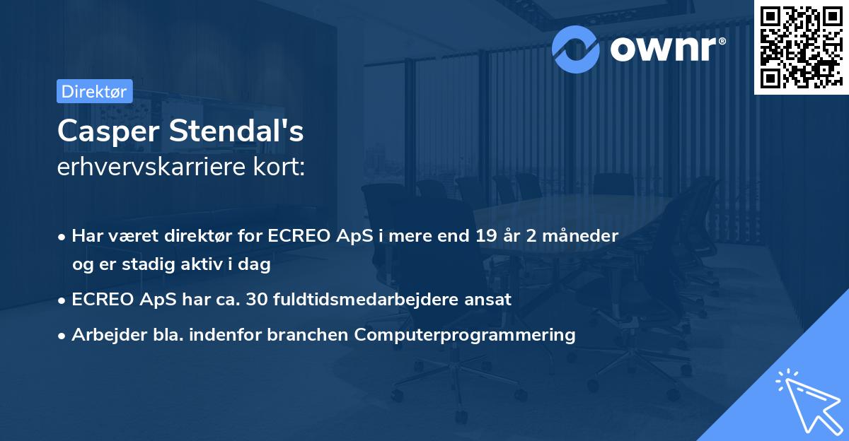 Casper Stendal's erhvervskarriere kort