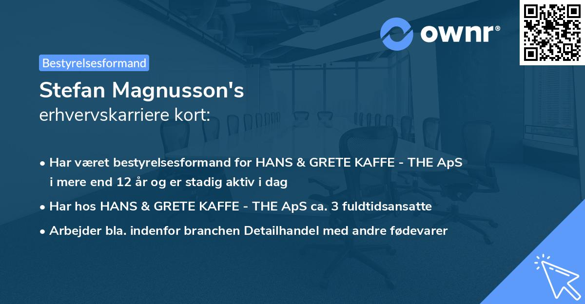 Stefan Magnusson's erhvervskarriere kort