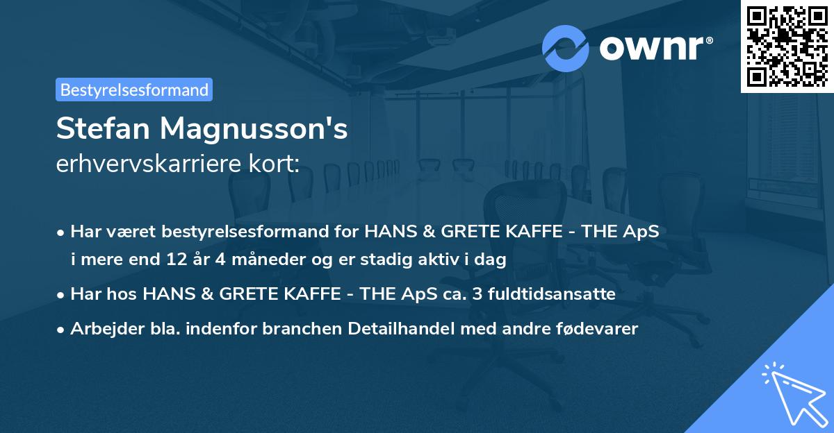 Stefan Magnusson's erhvervskarriere kort