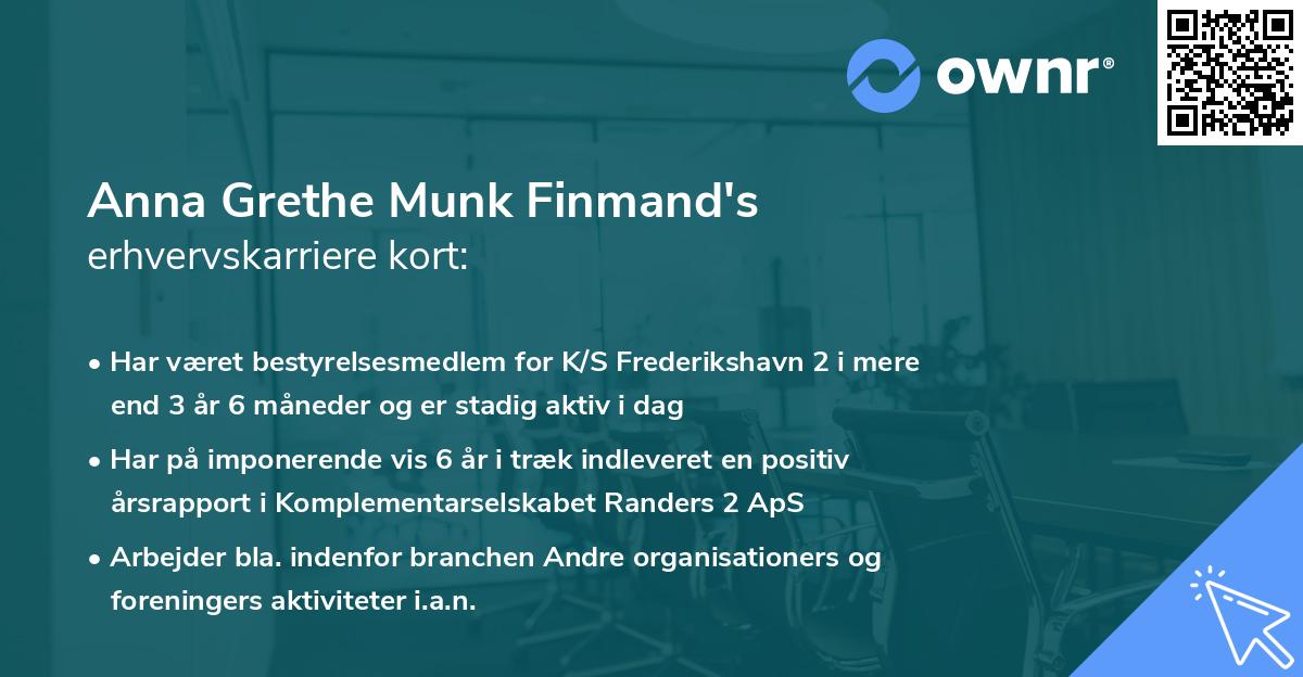 Anna Grethe Munk Finmand's erhvervskarriere kort
