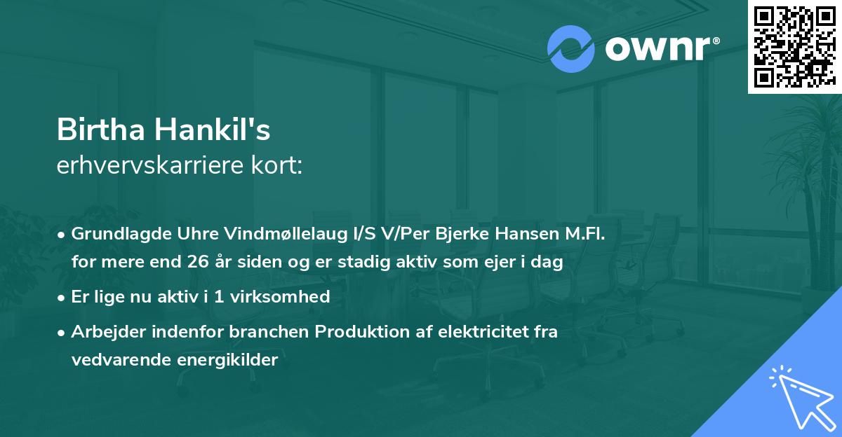 Birtha Hankil's erhvervskarriere kort