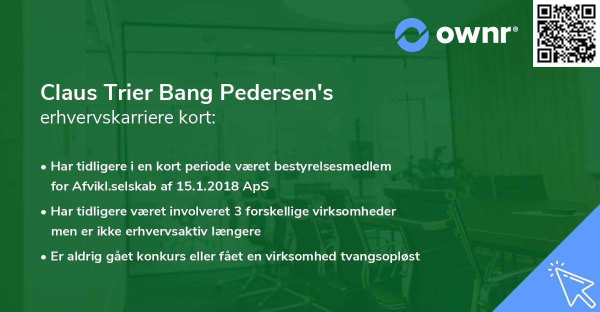 Claus Trier Bang Pedersen's erhvervskarriere kort
