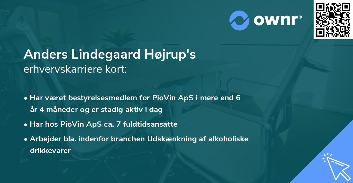 Anders Lindegaard Højrup's erhvervskarriere kort