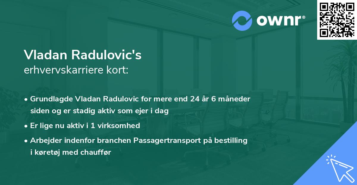 Vladan Radulovic's erhvervskarriere kort