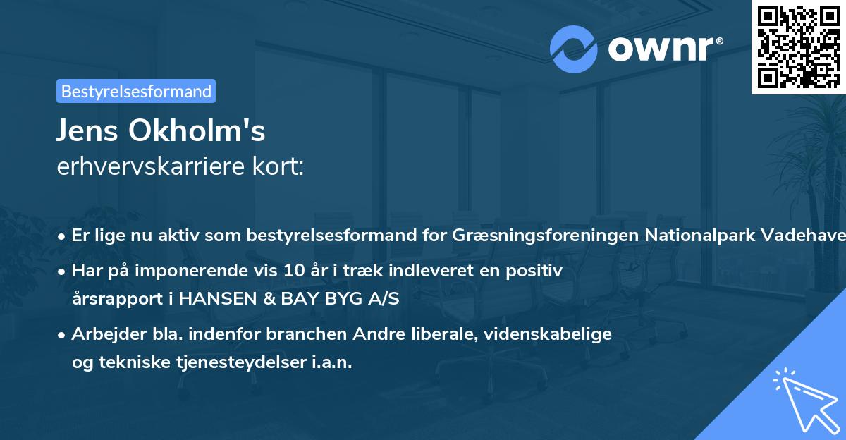 Jens Okholm's erhvervskarriere kort