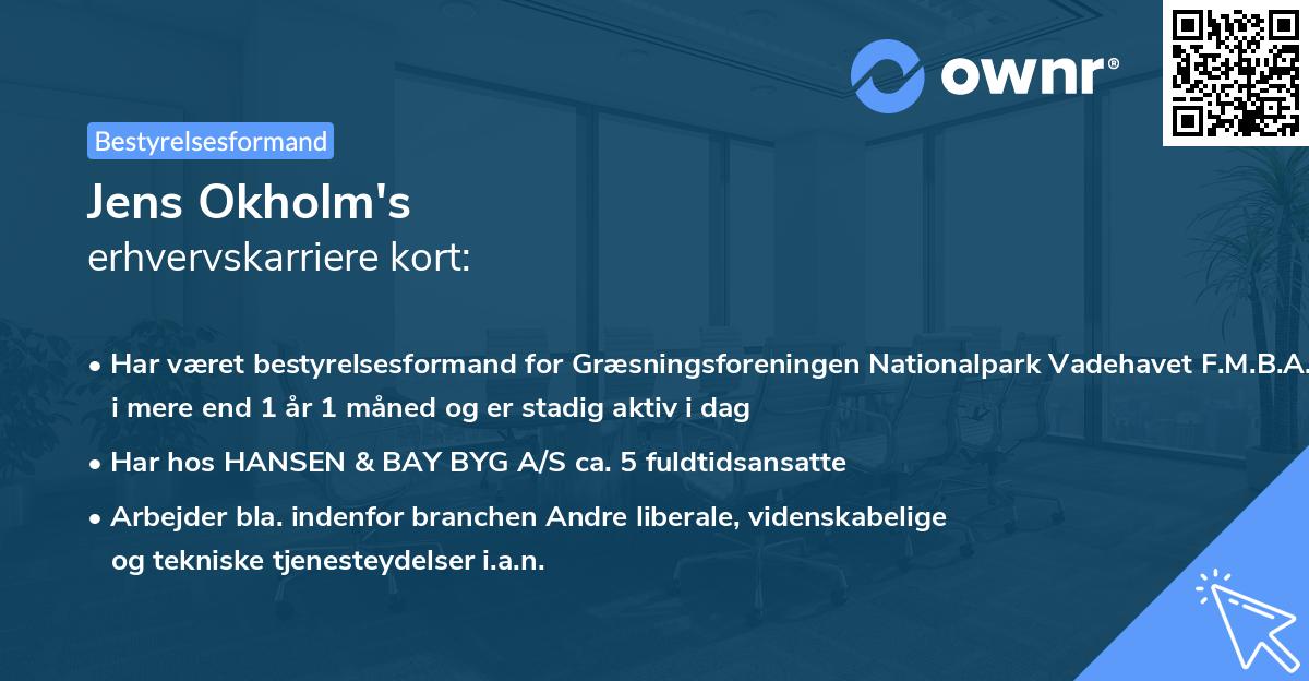 Jens Okholm's erhvervskarriere kort