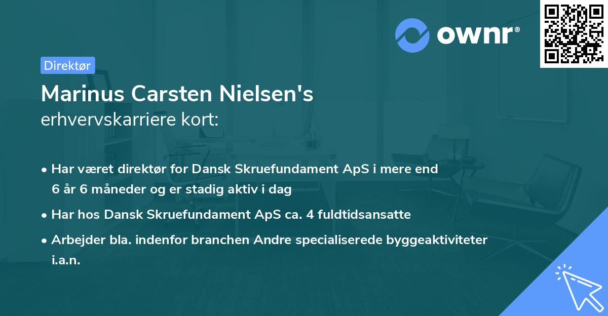 Marinus Carsten Nielsen's erhvervskarriere kort