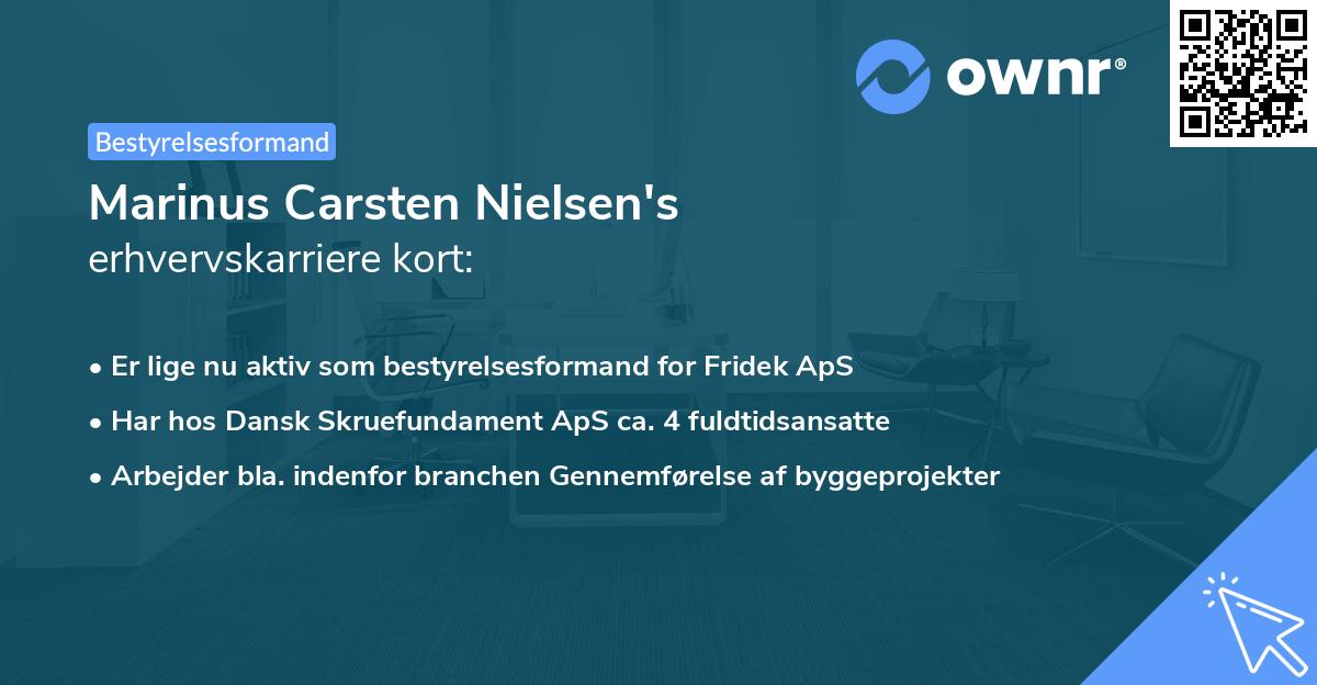 Marinus Carsten Nielsen's erhvervskarriere kort