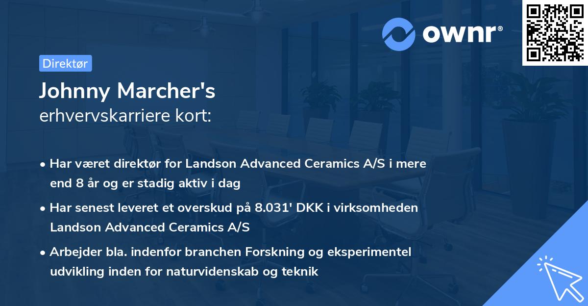 Johnny Marcher's erhvervskarriere kort