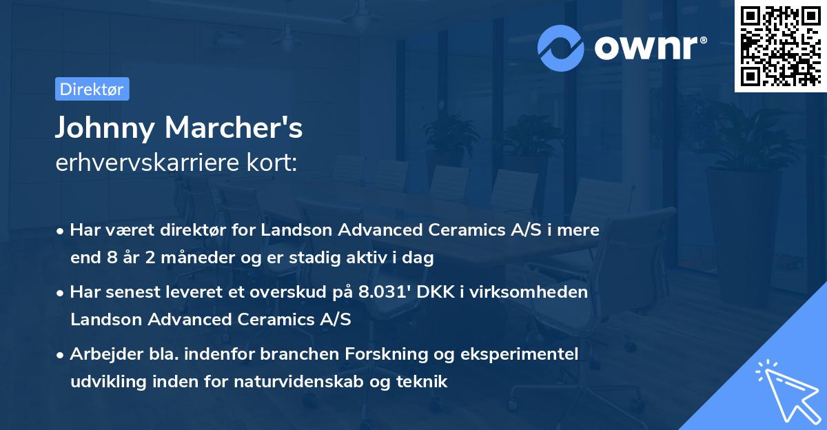 Johnny Marcher's erhvervskarriere kort