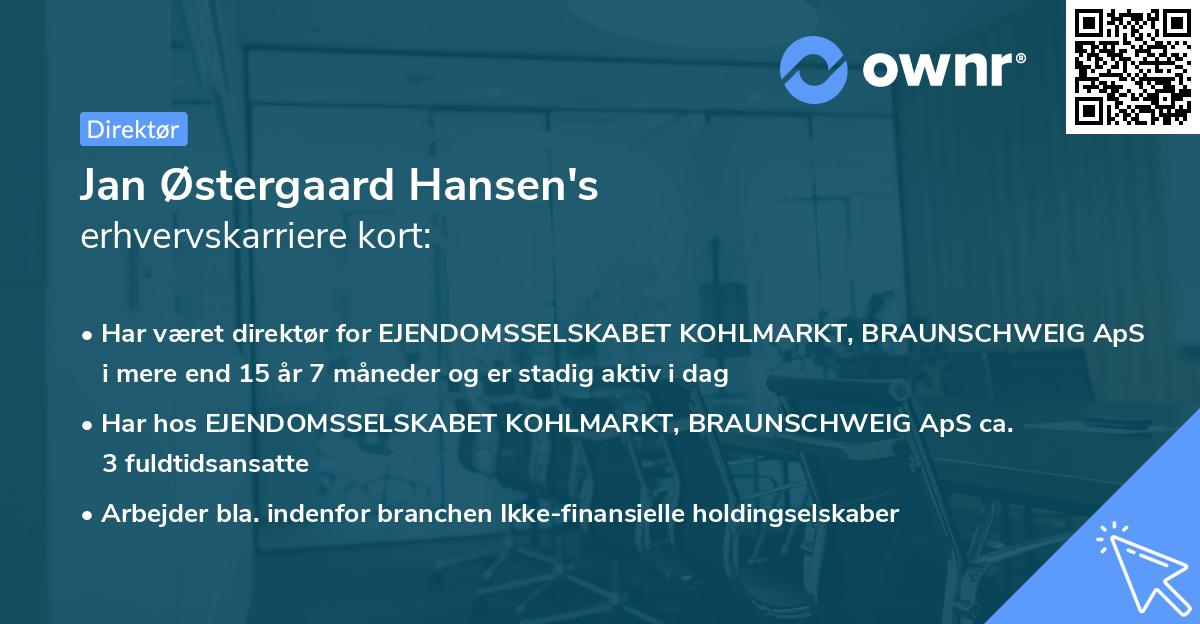 Jan Østergaard Hansen's erhvervskarriere kort