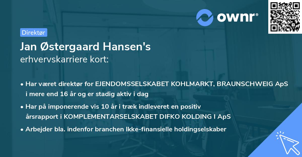 Jan Østergaard Hansen's erhvervskarriere kort