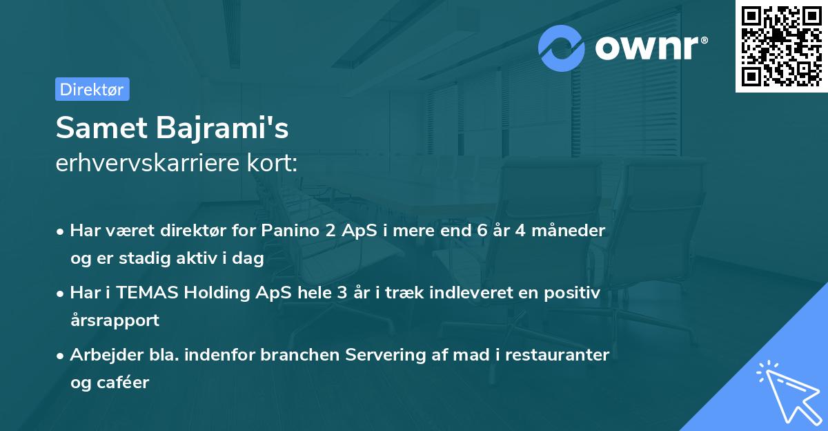 Samet Bajrami's erhvervskarriere kort