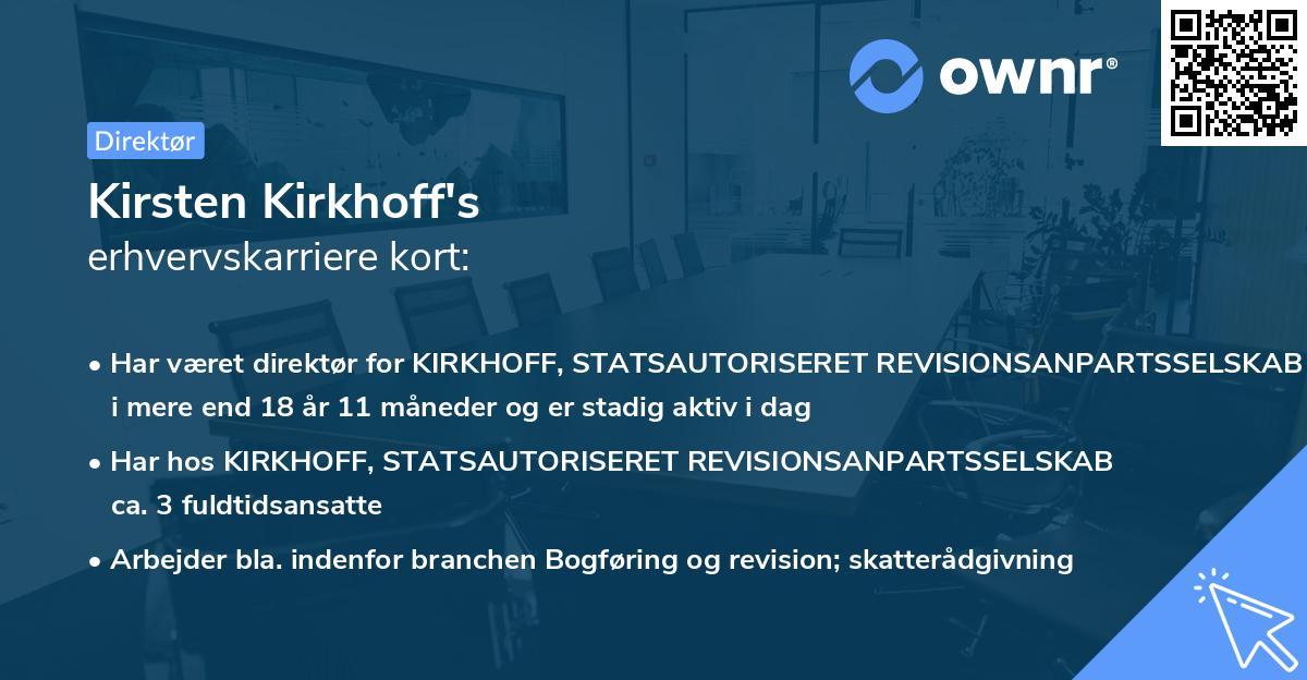 Kirsten Kirkhoff's erhvervskarriere kort