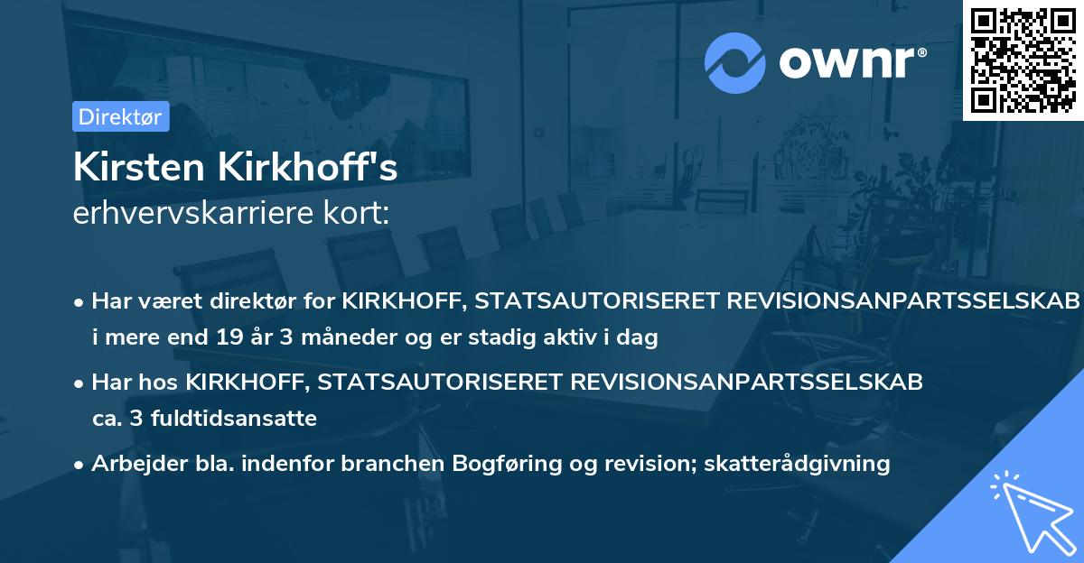 Kirsten Kirkhoff's erhvervskarriere kort