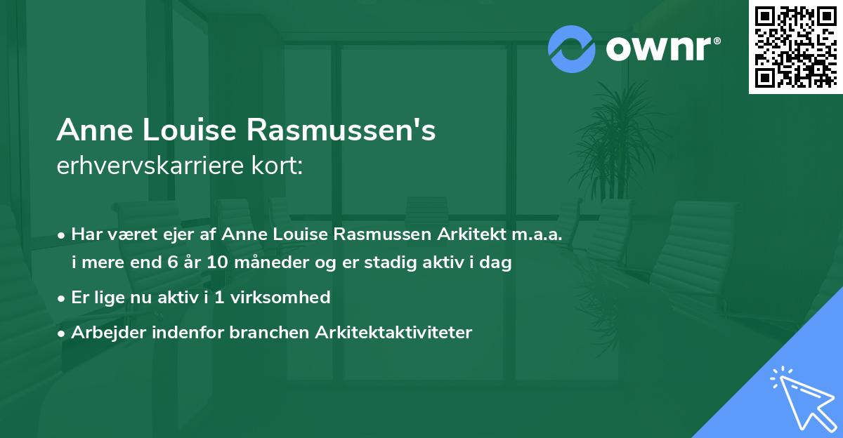 Anne Louise Rasmussen's erhvervskarriere kort