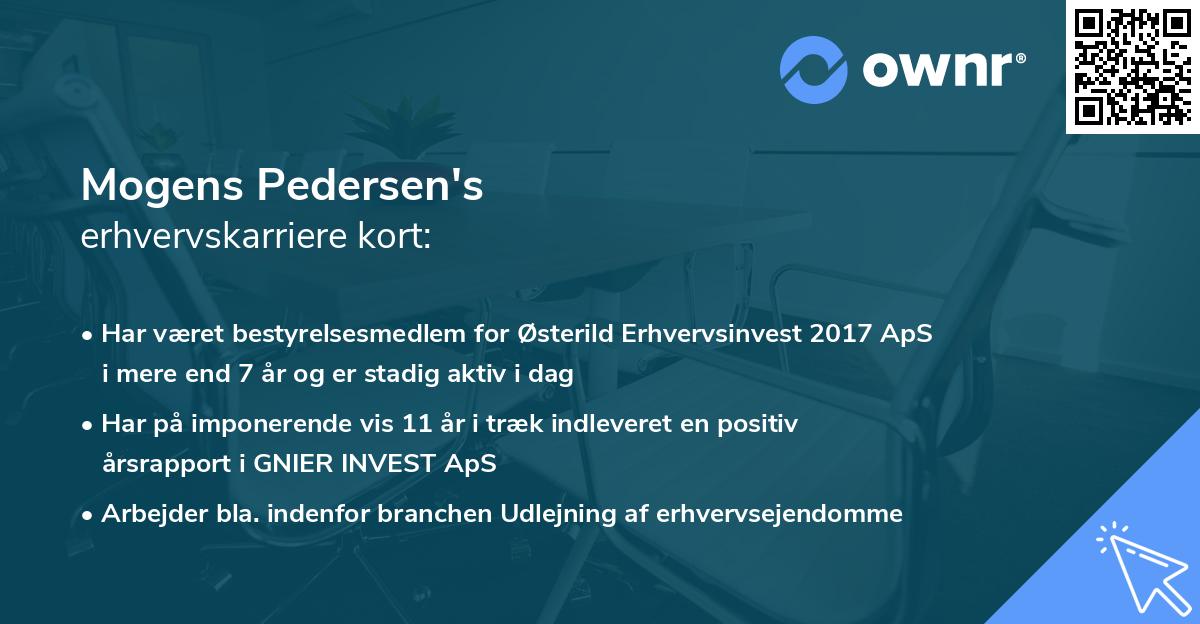 Mogens Pedersen's erhvervskarriere kort