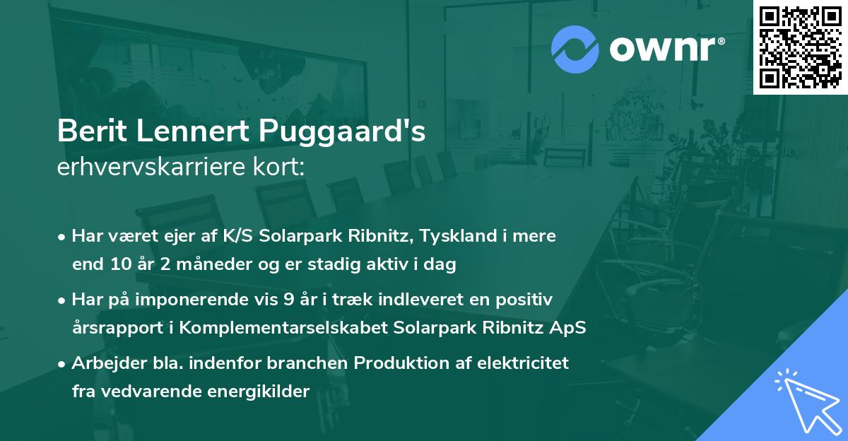 Berit Lennert Puggaard's erhvervskarriere kort