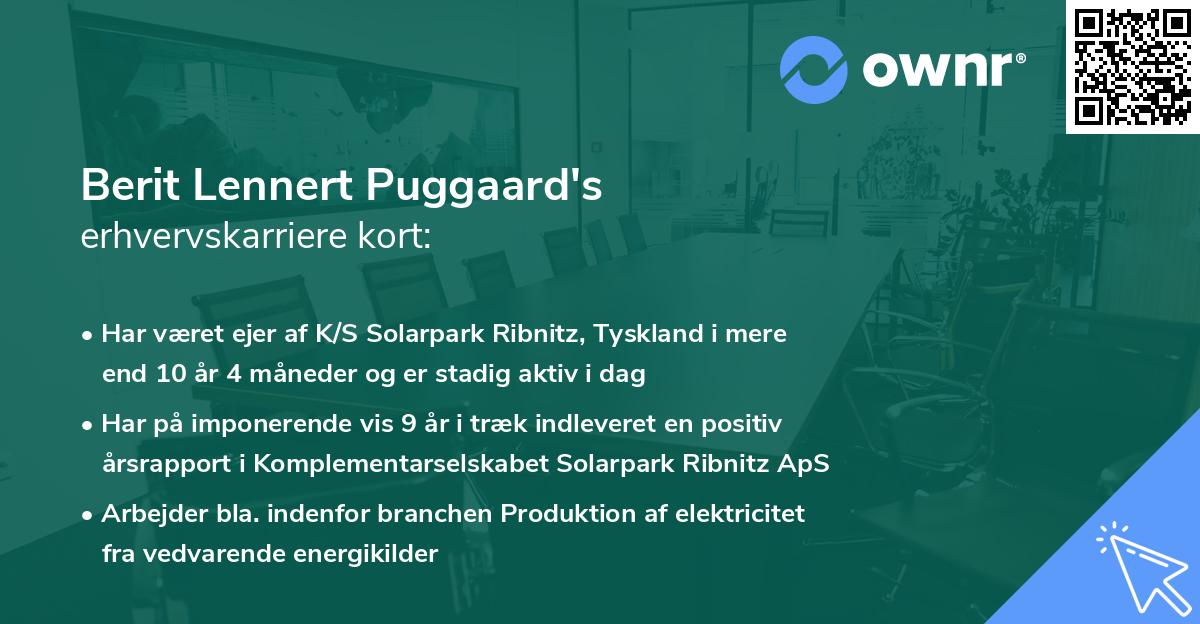 Berit Lennert Puggaard's erhvervskarriere kort