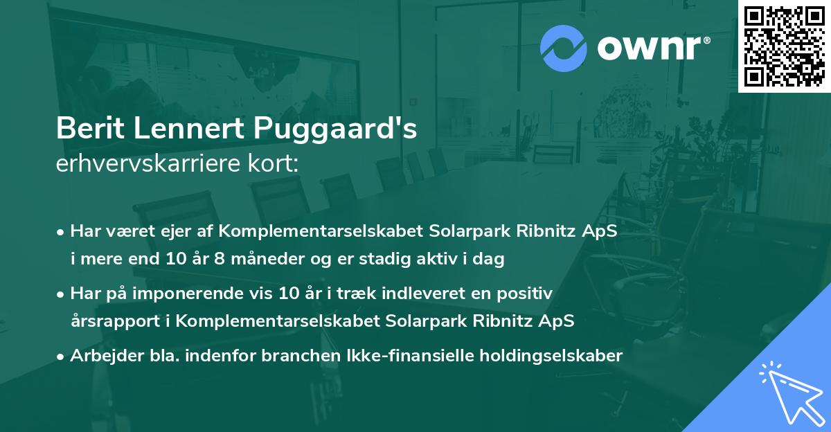 Berit Lennert Puggaard's erhvervskarriere kort
