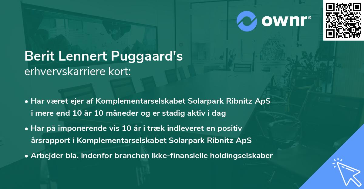 Berit Lennert Puggaard's erhvervskarriere kort