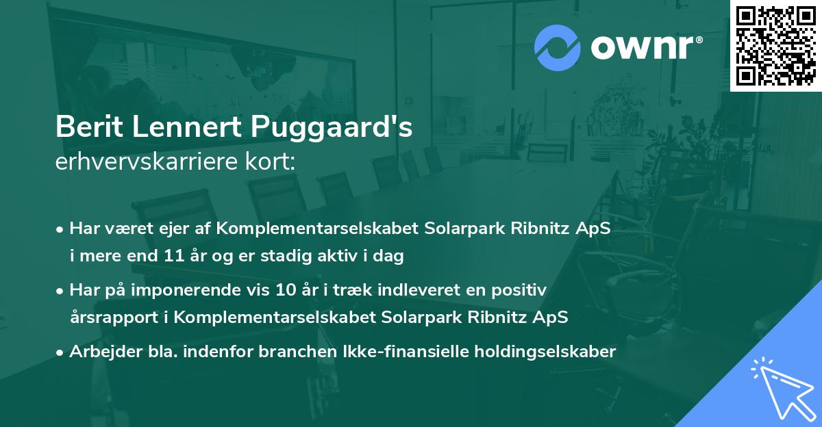 Berit Lennert Puggaard's erhvervskarriere kort