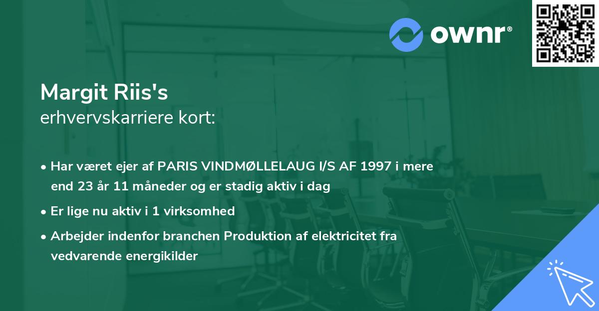 Margit Riis's erhvervskarriere kort