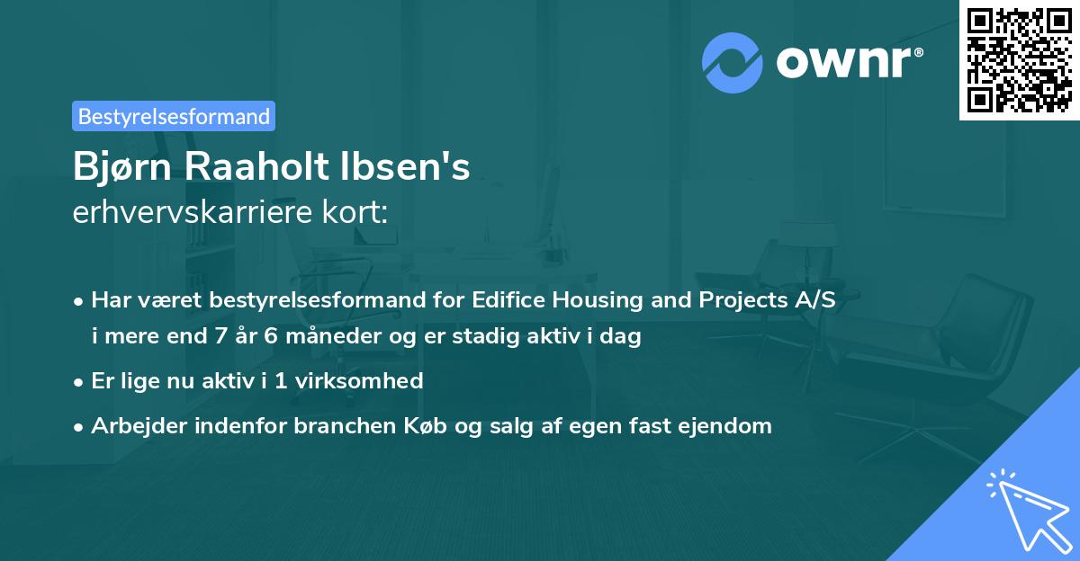 Bjørn Raaholt Ibsen's erhvervskarriere kort