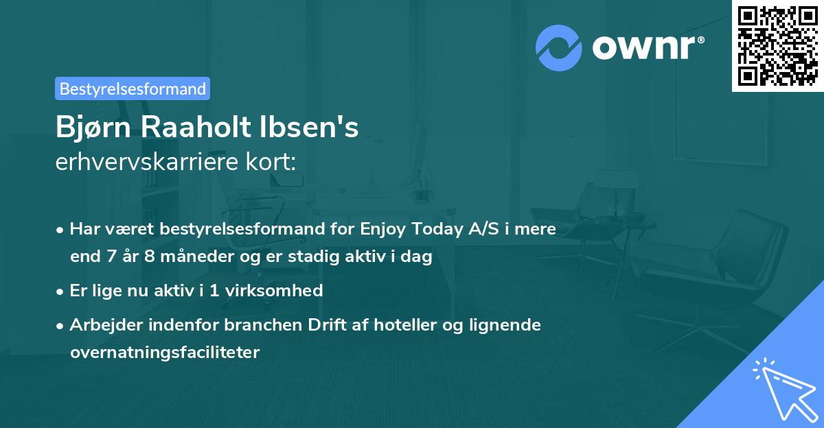 Bjørn Raaholt Ibsen's erhvervskarriere kort