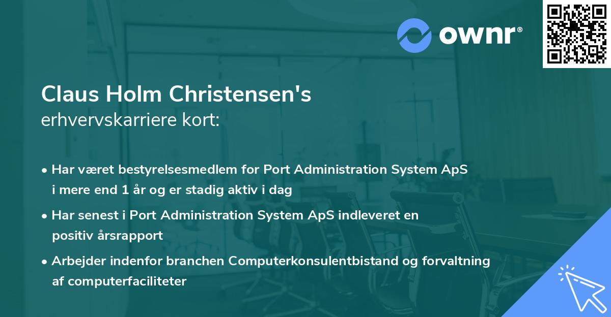 Claus Holm Christensen's erhvervskarriere kort