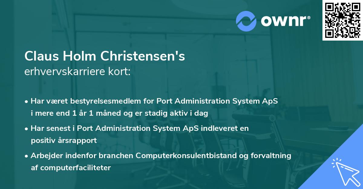 Claus Holm Christensen's erhvervskarriere kort