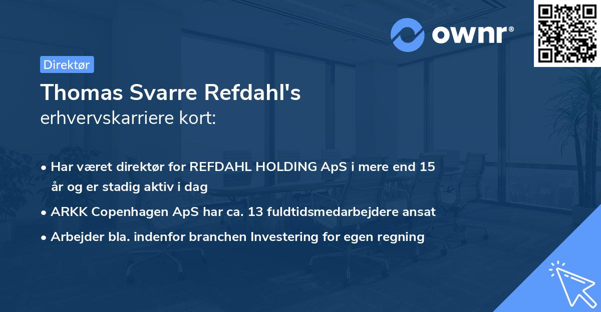Thomas Svarre Refdahl's erhvervskarriere kort