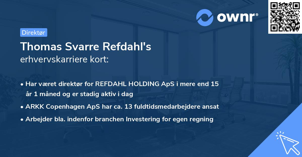 Thomas Svarre Refdahl's erhvervskarriere kort