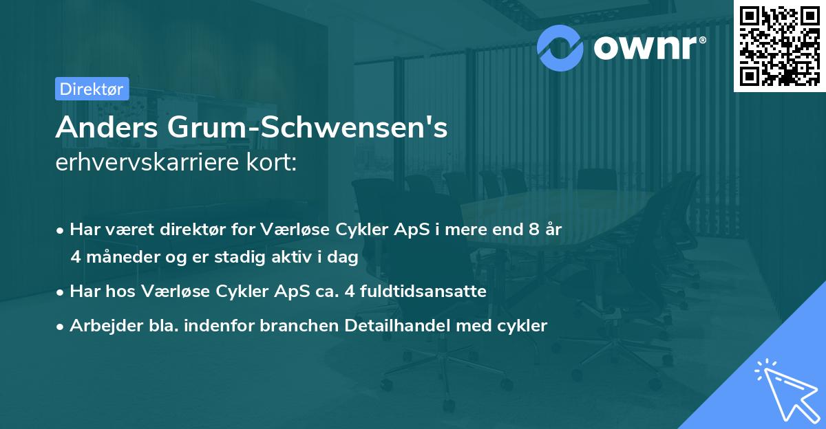 Anders Grum-Schwensen's erhvervskarriere kort