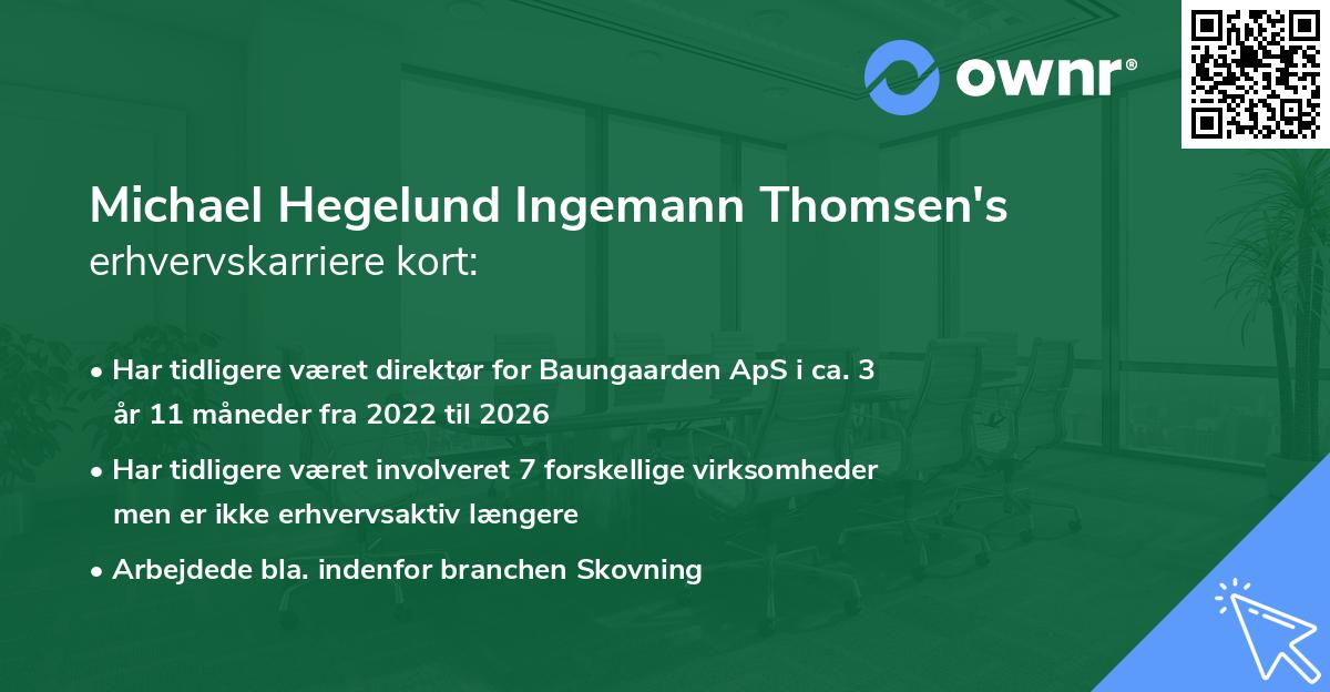 Michael Hegelund Ingemann Thomsen's erhvervskarriere kort